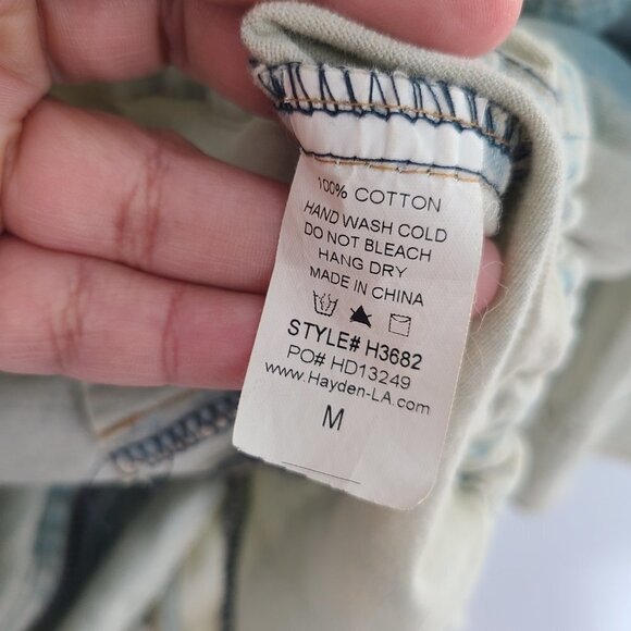 NWT Hayden Los Angeles Denim Jacket Women’s Sz M Cinch Waist Cargo Green Denim - Picture 5 of 6